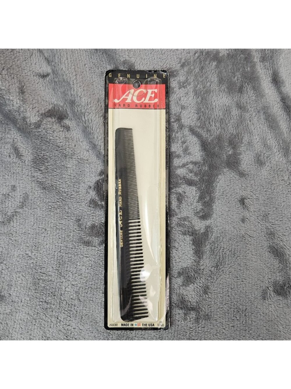 Vintage Genuine Ace Hard Rubber Comb Black AA088 New Old Stock 61886 Made in USA